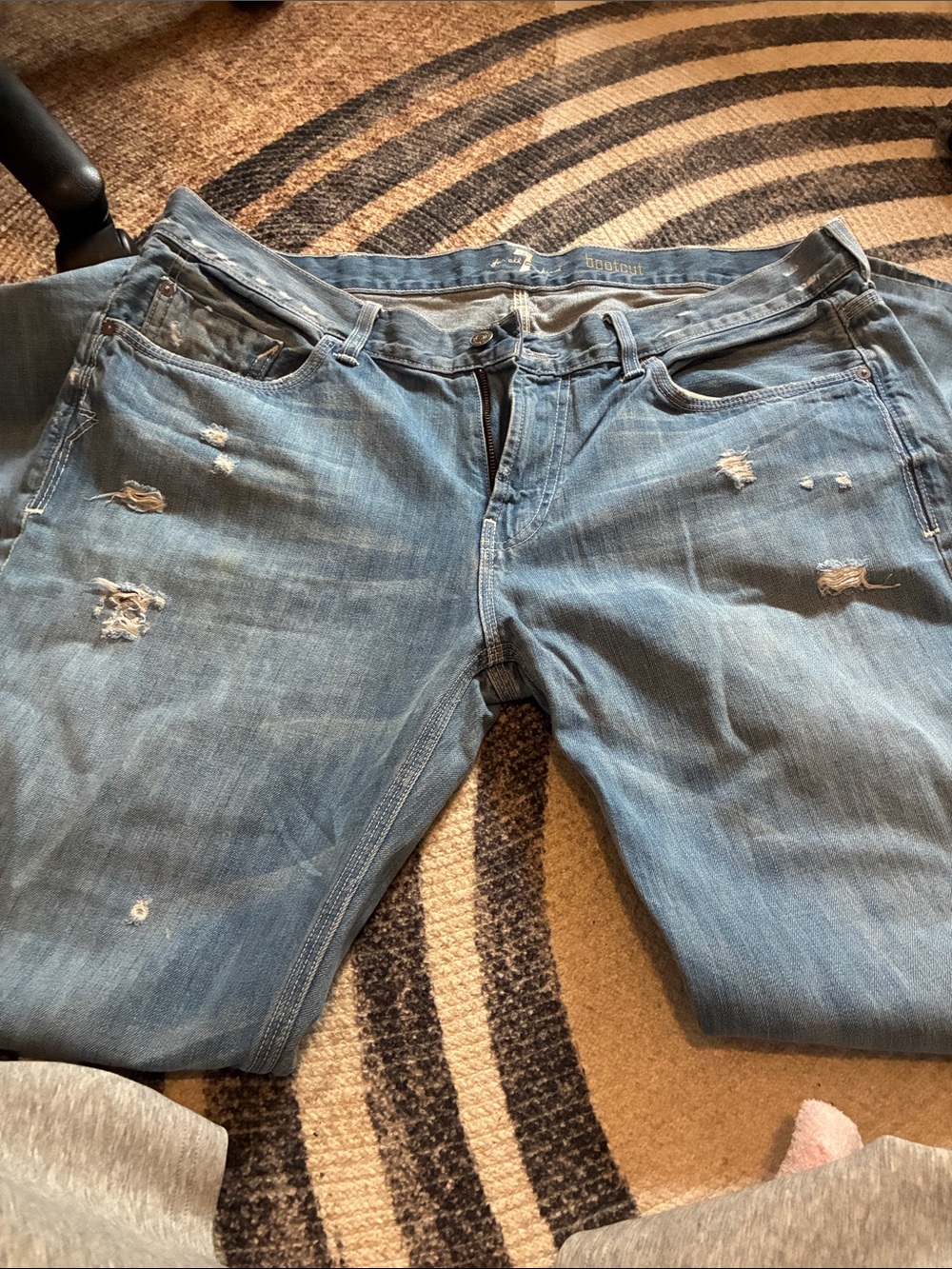 7 For All Mankind Light Blue Distressed Bootcut Jeans